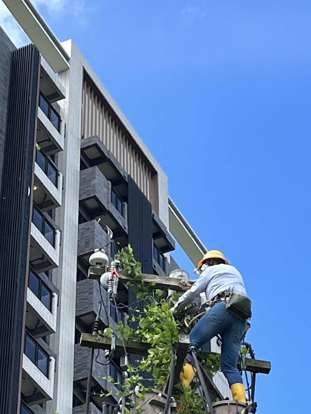搶修楊柳颱風外圍環流停電 台電北西區處力拼今晚23:00復電 3 《圖說》台電北西區處積極搶修恢復電力供應二。〈北西區處提供〉