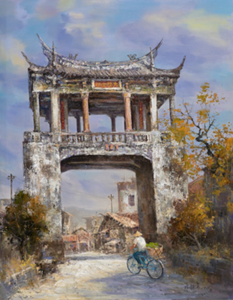 圖▲2016年全國油畫比賽第一名-陳顯章-東門樓憶舊。