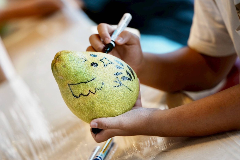 2025花蓮柚香良菜市集登場 千人湧入石雕公園 續推文旦柚行銷熱潮 4 ▲現場文旦柚彩繪活動,抽文旦柚一箱。