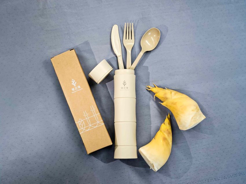 《圖說》「筍之後」綠竹纖維環保餐具組。〈農業局提供〉